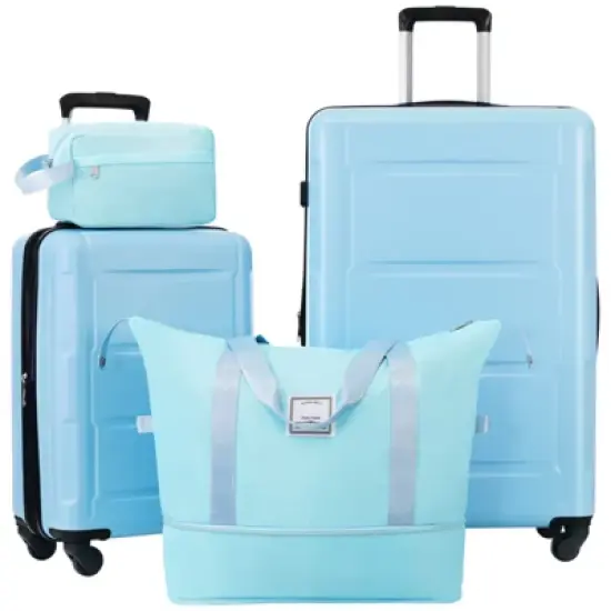FONTOI 20inch&28inch Luggage Set with Bags, Expandable Luggages with Spinner Wheels, Blue, 12.2"*26.4"*18" image {5}