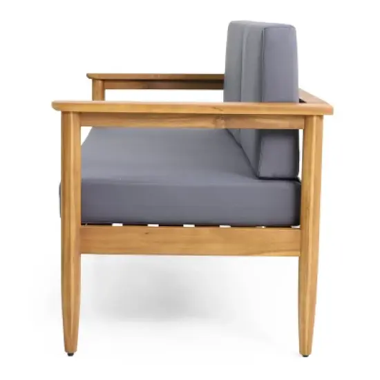 Magnolia Patio Acacia Wood Loveseat - Teak/Dark Gray - Christopher Knight Home image {4}