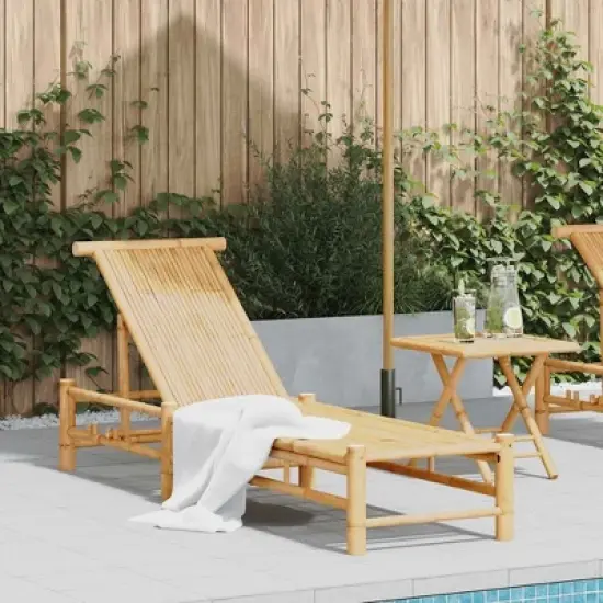 vidaXL Sun Lounger Natural bamboo Bamboo Adult-size image {1}