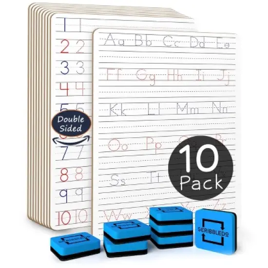 SCRIBBLEDO Handwriting Practice 9"x12" Dry Erase Board Pack of 10 w Erasers image {7}