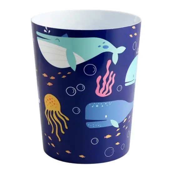 Whales Kids' Wastebasket - Allure Home Creations: Multicolored Plastic Bathroom Trash Can, Animal Pattern, 9.72" Height image {4}