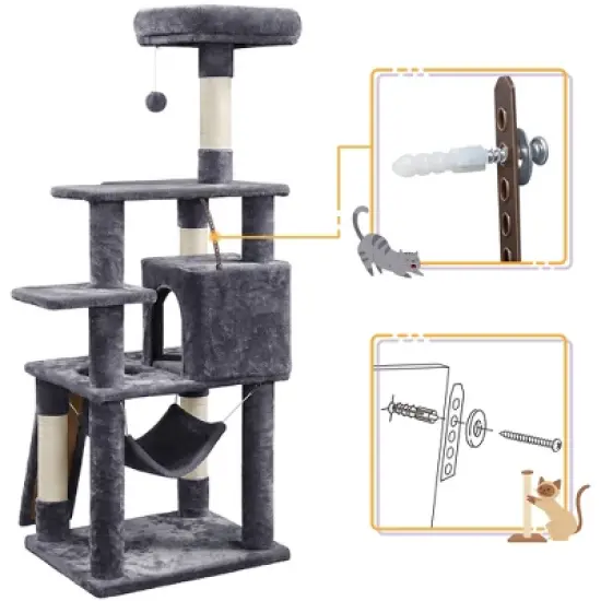 Yaheetech 60.5"H Cat Tree with Top Perch for Kittens image {6}