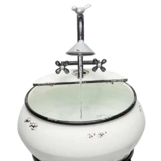 32" Metal Outdoor Antique Sink Water Fountain and Stand White - Alpine Corporation image {3}