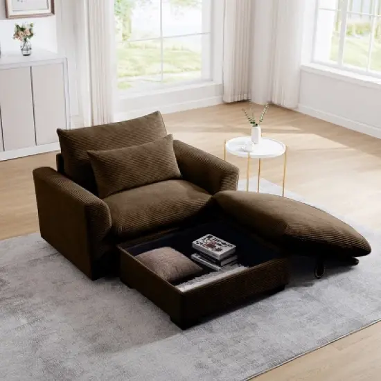 Corduroy Sofa Couch,Modular Sofa With Storage Ottoman,Deep Seat Couch,Sofa Couch For Living Room,Apartment-Cuddlewood image {10}