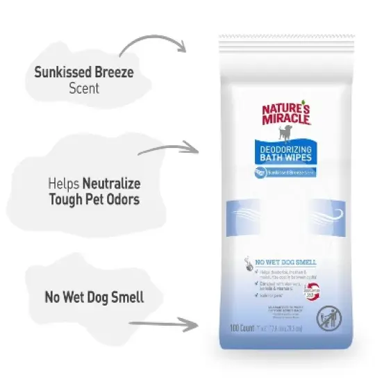 Nature's Miracle Sunkissed Breeze Deodorizing Bath Dog Wipes - 100ct image {5}