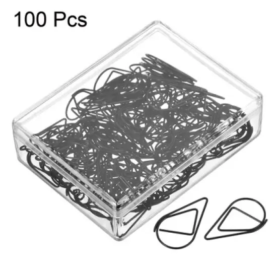 Unique Bargains Drop-Shaped Decorative Bookmark Metal Small Size Paper Clip 100 Pcs image {2}