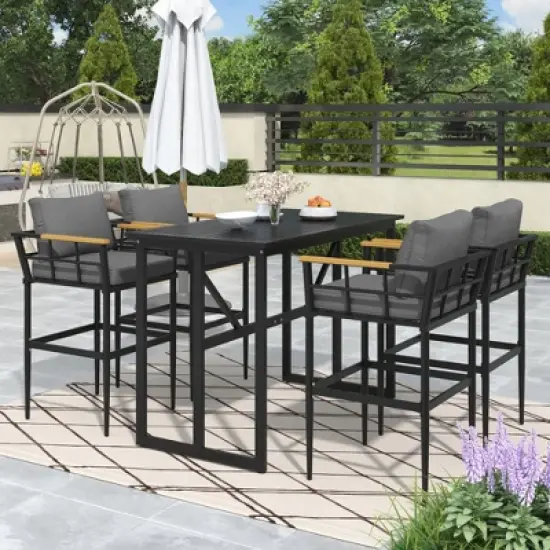 Sapphtopaz Patio Dining Set Modern Classic Outdoor Table and Chairs Set with Cushions,Weather-Resistant for Patio, Garden image {8}