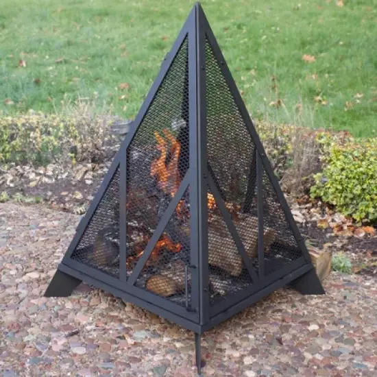 Sunnydaze Majestic Pyramid Steel Mesh Fire Pit - Black image {1}