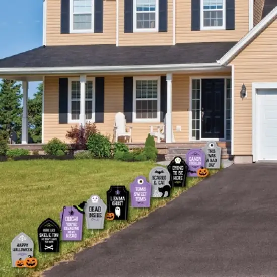 Big Dot of Happiness Cute and Colorful Tombstones - Lawn Decorations - Outdoor Kids Halloween Party Yard Decorations - 10 Piece image {2}