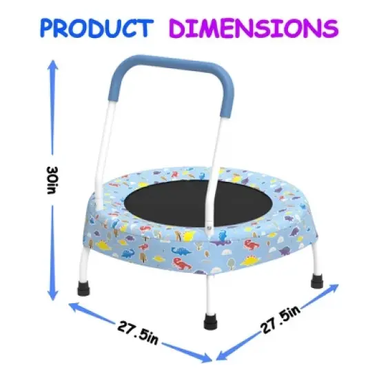 Whisen 36.2&rdquo; Mini Toddler Trampoline with 6 Legs and Foam-covered Handle for Kids, Unique Print Design image {7}