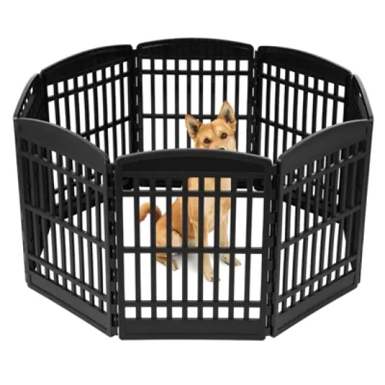 IRIS USA 34" Exercise 8-Panel Pet Playpen, Dog Playpen, for Medium and Large Dogs, Keep Pets Secure, Easy Assemble, Fold It Down, Easy Storing, Black image {6}