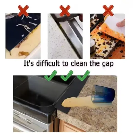 Kitcheniva Silicone Gap Sealing Strip for Kitchen Stove 2 Pcs Black image {1}