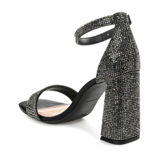 Journee Collection Womens Idda Tru Comfort Foam Rhinestone Detail Block Heel Sandals image {6}