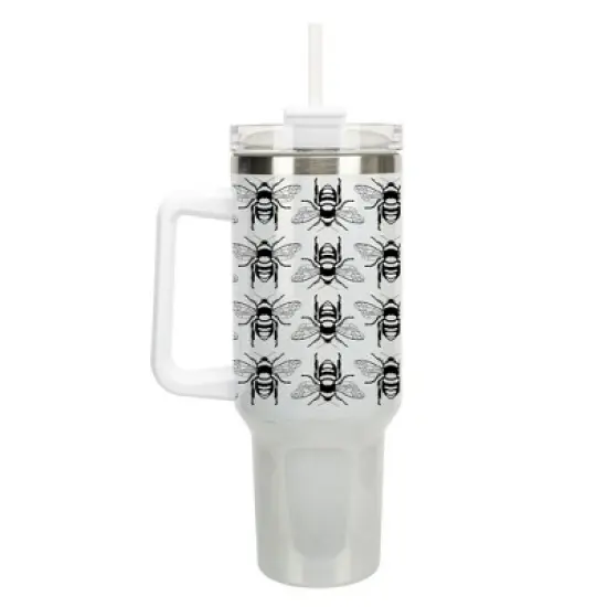 Elanze Designs Honey Queen Bumble Bee Hive 40 oz. Stainless Steel, Large Water Bottle Coffee Mug, Spill & Leak Resistant, Thermal Travel Tumbler with image {1}
