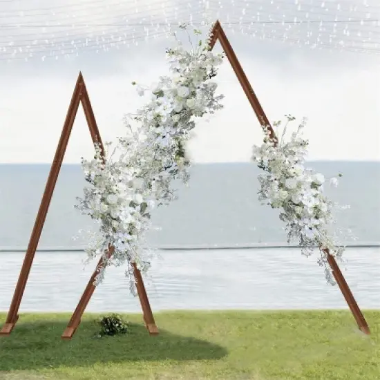 Artloge 2 PCS Heavy Duty Nesting Triangle Wedding Arch Backdrop Stand Ceremony Archway Backdrop Frame for Outdoor Garden Wedding Background Decor image {9}