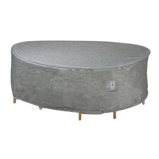 Summerset Shield Platinum 3-Layer Water Resistant Outdoor Dining Set Round Cover, Grey Melange image {7}