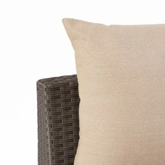 Christopher Knight Home Harper Outdoor Wicker Curved 76" W Loveseat Sectional with Cushions image {6}