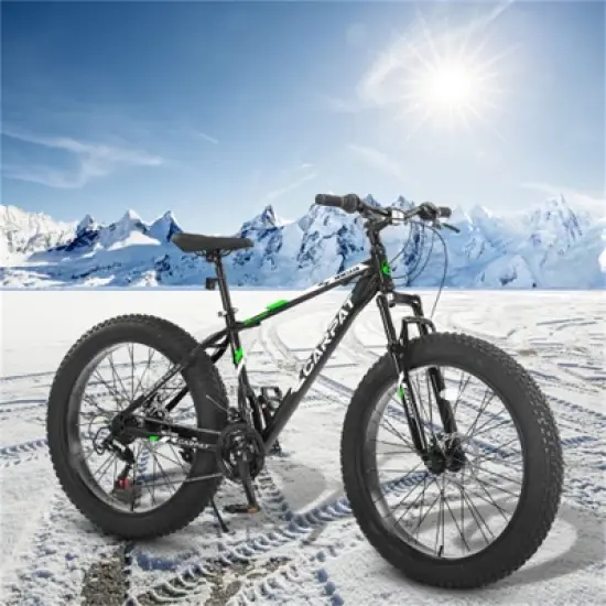 VASIP 26 Inch Fat Tire Bike Adult/Youth Full Shimano 21 Speed Mountain Bike, Dual Disc Brake, High-Carbon Steel Frame, Front Suspension, Black image {8}