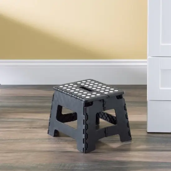 Home Basics Small Plastic Folding Stool with Non-Slip Dots image {3}