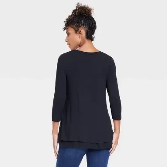 3/4 Sleeve Scoop Neck Nursing Maternity T-Shirt - Isabel Maternity by Ingrid & Isabel&trade; image {1}