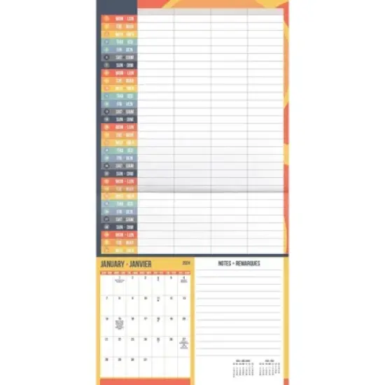 Trends International Inc. 2023-24 Wall Calendar 12"x12" Family Planning with Stickers Bilingual English/French image {1}