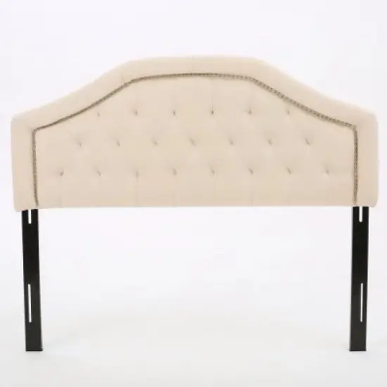 Contemporary Camelback Upholstered Headboard Full/Queen Size with Button Tufted Diamond Stitch & Nailhead Accents -Christopher Knight Home image {4}