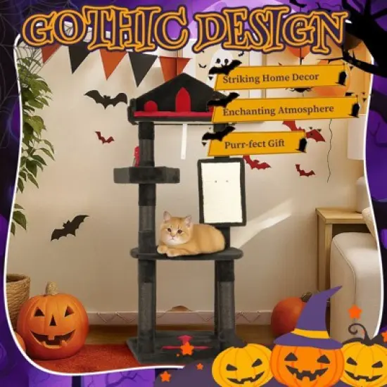 Karl Home 49 inch Gothic Majesty 4-Tier Halloween Cat Tree image {2}