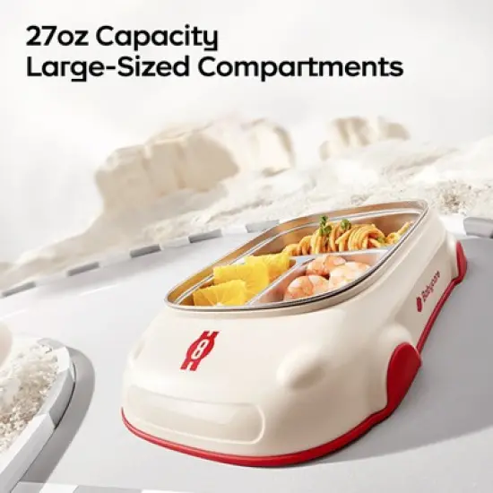 Bc Babycare Baby Lunch Box Car Shaped Bento Box,316L Stainless Steel,Dishwasher Safe image {3}