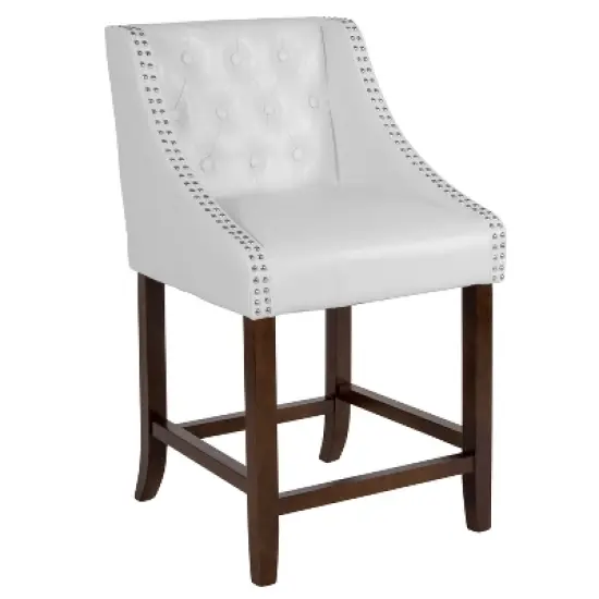 Merrick Lane Upholstered Counter Stool 24" High Transitional Tufted Counter Stool with Accent Nail Trim image {20}