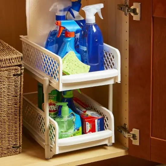 IdeaWorks Sliding Cabinet Baskets - White 9 inch 3 Pieces image {6}