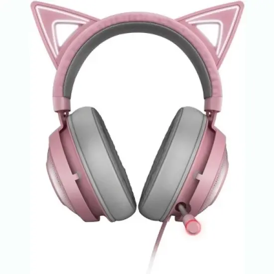 Razer RZ04-02980200 Kraken Kitty Wired THX Spatial Audio Gaming Headset for PC with Chroma RGB Lighting Quartz Pink Certified Refurbished image {1}