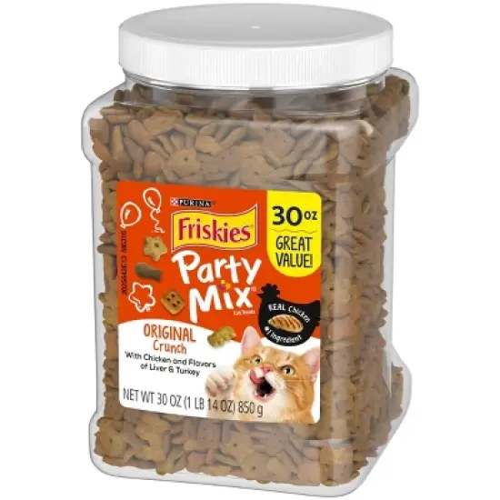 Friskies Party Mix Canister with Chicken, Liver & Turkey Cat Treats - 30oz image {5}
