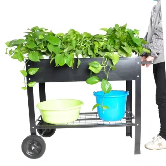 Mobile Metal Raised Garden Bed Cart with Legs, Elevated Tall Planter Box with Wheels for Outdoor Indoors House Patio Backyard Vegetables Tomato DIY image {8}