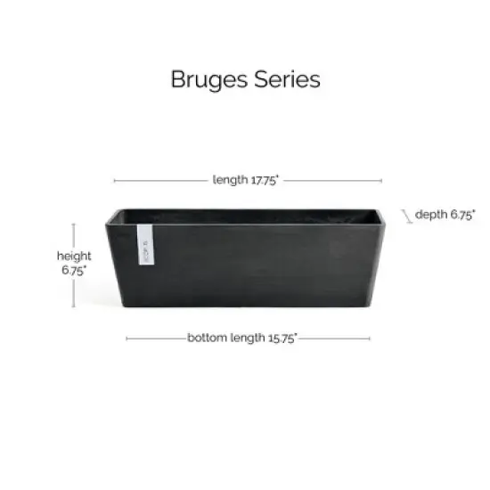 Ecopots Bruges Durable Modern Rectangular Indoor/Outdoor Recycled-Based Composite Flower Pot Planter image {1}