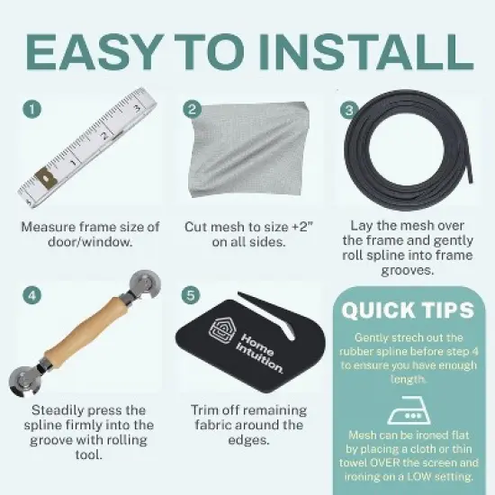 Home Intuition - Windows and Screen Door Replacement Repair Kit with Tool Set for Easy Installation image {4}