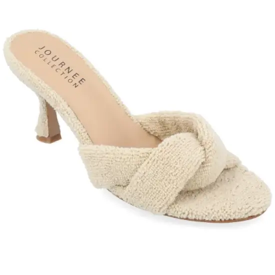 Journee Collection Womens Mannon Soft Terry Cloth Slip On Open Toe Pumps image {12}