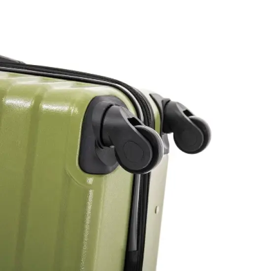 InUSA Aurum Lightweight Hardside Large Checked Spinner Suitcase - Green image {9}