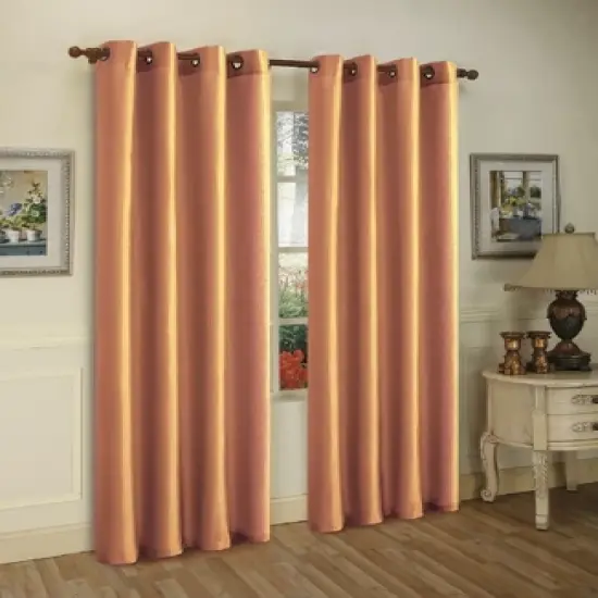 J&V TEXTILES 2 Panels Solid Grommet Faux Silk Window Curtain Drapes Treatment 58" Wide and 84" Length (Black) image {18}