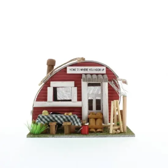 7.95" Trailer Wood Birdhouse Red - Zingz & Thingz image {2}