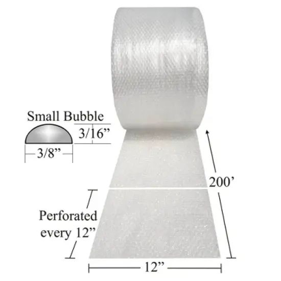 UBMOVE Small Bubble Roll 12" Wide Bubble Roll 175' Long With Perforated Sheets image {1}