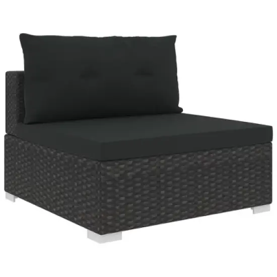 vidaXL Patio Lounge Set Set of 5 Black PE Rattan Modular image {4}