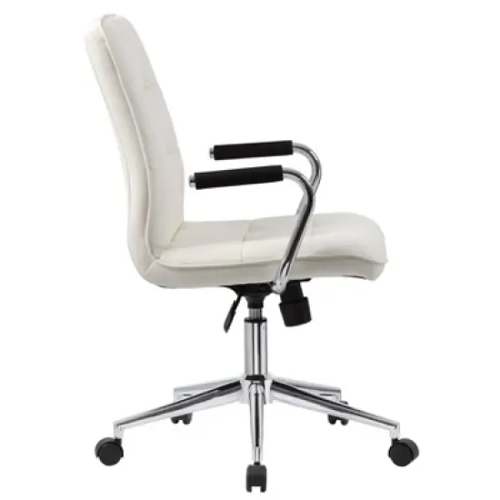 Modern Office Chair with Chrome Arms White - Boss Office Products image {3}