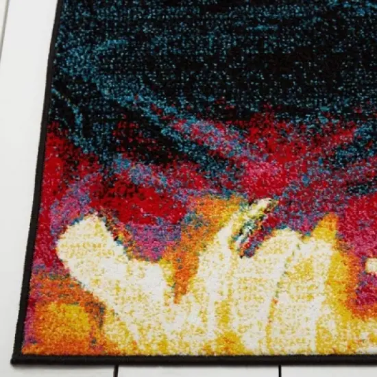 6'6"x9'2" Splash Kids' Rug Pink/Black - Home Dynamix: Kids Area Carpet, Bedroom Decor, Indoor, Abstract Pattern image {2}