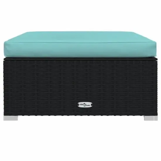 vidaXL Garden Lounge Set Black sofa set, Aqua cushions image {7}