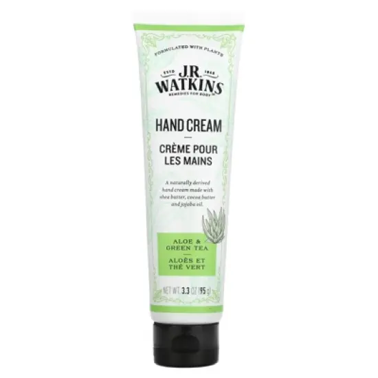 J R Watkins Hand Cream, Aloe & Green Tea, 3.3 oz (95 g) image {4}