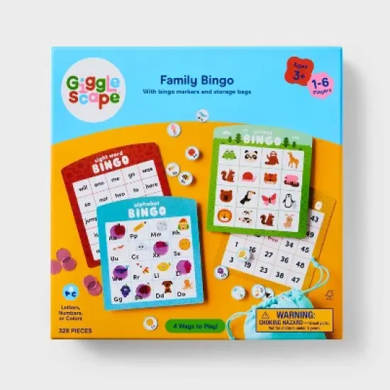 Family Bingo - Gigglescape&trade;: Kids Classic Game, Includes Boards & Game Pieces, 1-6 Players, Ages 3+, Creative Thinking image {3}