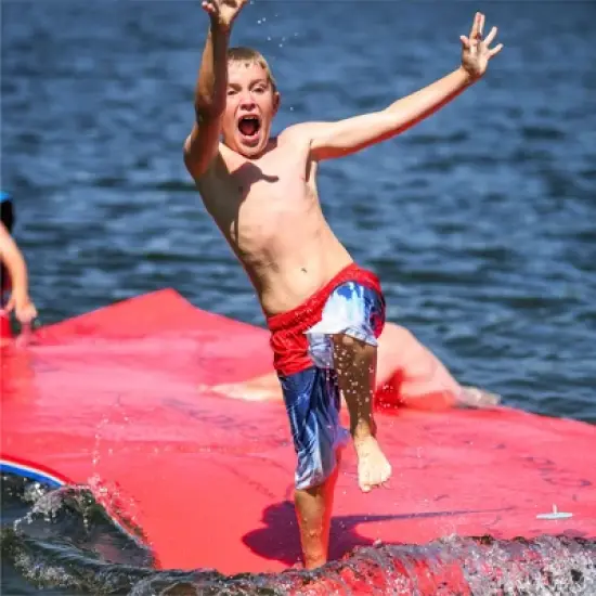 Aqua Lily Pad USA16 All American 16 Foot Water Playground Floating Foam Island Mat with Storage Straps and Pad Protectors, Red, White and Blue image {3}