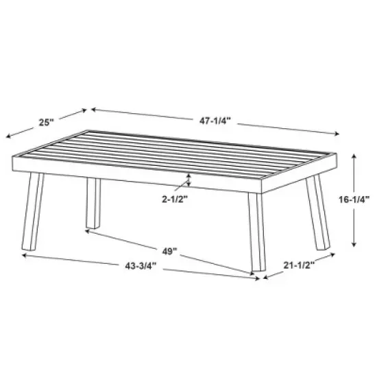 Linon Aluminum Rectangle Lark Coffee Table Black image {8}