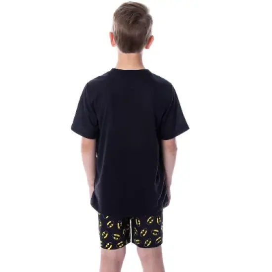 DC Comics Big Boys' Batman Logo Short Sleeve Shirt Pajama Short Set Black image {1}