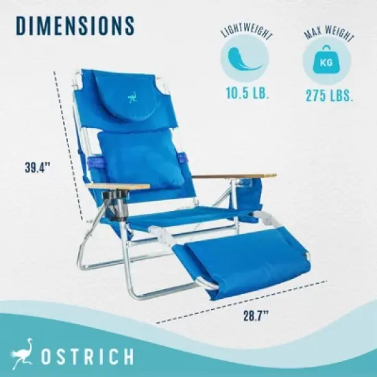 Ostrich Deluxe Padded 3-N-1 Outdoor Lounge Reclining Beach Chair image {1}